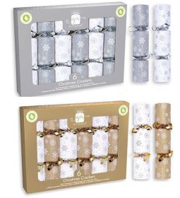 (image for) XMAS CRACKERS SIL&WHITE&GLD 6S - 6"