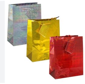 (image for) HOLO GIFT BAG GOLD/SILV/RED - SMALL
