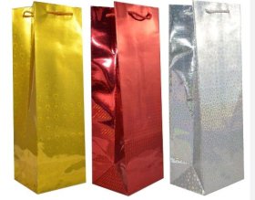 (image for) HOLO GIFT BAG GOLD/SILV/RED - BOTTLE