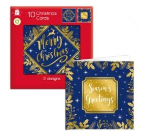 (image for) XMAS CARDS MID/NIG BLUE SQUARE - 10S