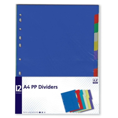 (image for) A4 PP DIVIDERS PK12