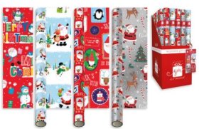 (image for) XMAS GIFT WRAP SANTA+FRNDS AST - 4M