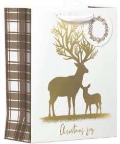 (image for) XMAS GIFT BAG GOLD STAG - MEDIUM