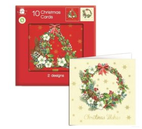 (image for) XMAS CARDS TREE&WREATH SQUARE - 10S