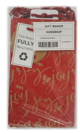 (image for) XMAS GIFT BAG KRAFT TEXT PERFU - RED