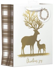 (image for) XMAS GIFT BAG GOLD STAG - LARGE