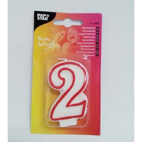 (image for) PAPSTAR B/DAY CANDLE '2' - 7.3CM