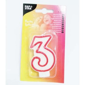(image for) PAPSTAR B/DAY CANDLE '3' - 7.3CM