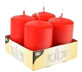 (image for) PAP PILLAR CANDLE RED 4S - 80MM