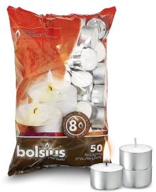 (image for) BOLSIUS TEALIGHT CANDLES WHITE - 8HR/50