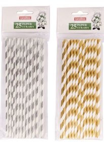 (image for) CARO PAPER STRAWS SIL/GOLD - 20S
