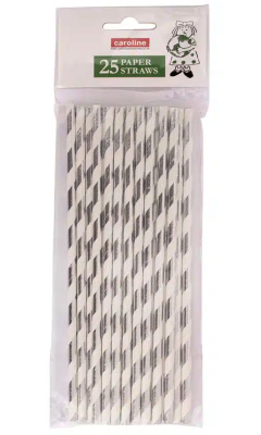 (image for) CAROLINE PAPER STRAWS SILVER - 20PACK