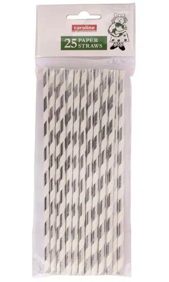 (image for) CAROLINE PAPER STRAWS SILVER - 20PACK