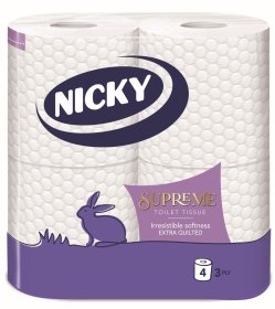 (image for) NICKY Supreme toilet tissue 4-Roll 3-Ply (4x5) White