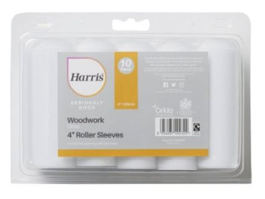 (image for) HARRIS SERIOUSLY GOOD WOODWORK GLOSS ROLLER SLLEVES - 4INCH X 10S
