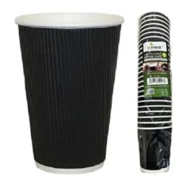 (image for) ECO HOT CUP RIPPLE BLACK 25S - 12OZ
