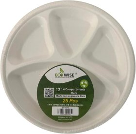 (image for) ECO BAGASSE 4 COMP PLATE 25S - 12"