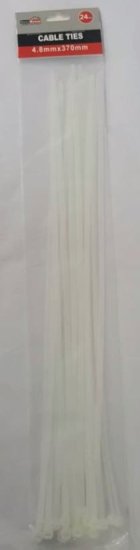 (image for) CABLE TIE SET-24 4.8X370MM WHI - 24S