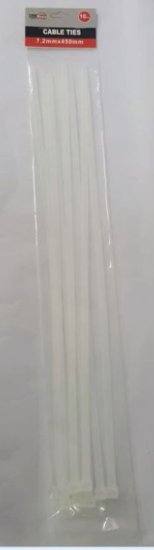 (image for) CABLE TIE SET-10 7.2X450MM WHI - 10S