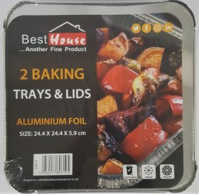 (image for) BB FOIL BAKING TRAYS+LIDS 2S - 24.4X5