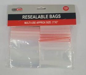(image for) RESEALABLE BAGS MULTIUSE PK100 - 3"X3"