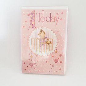 (image for) SEL B/DAY CARD - AGE 1 GIRL - SMALL