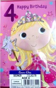 (image for) SEL B/DAY CARD AGE 4 FEMALE - STD