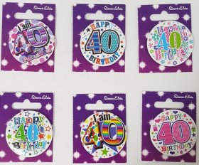 (image for) SEL B/DAY BADGES- 40TH B'DAY - STD