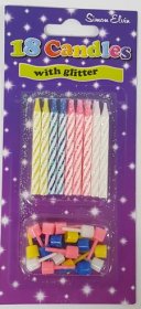 (image for) SEL SPIRAL CANDLES/GLITTER AST - 18S