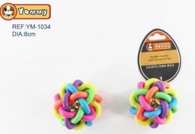 (image for) PET TOY RUBBER KNOT BALL+BELL - 8CM