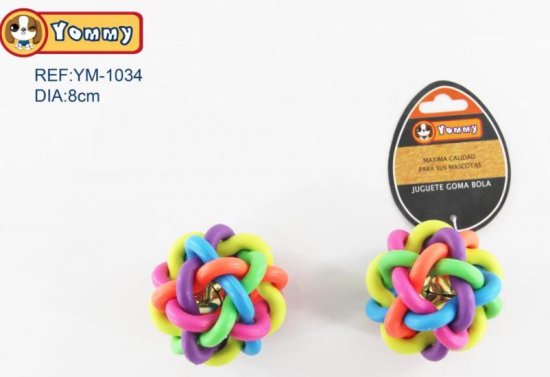 (image for) PET TOY RUBBER KNOT BALL+BELL - 8CM