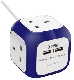 (image for) E/STAR CUBE SOCKET 4WAY N/BLUE - 1.5M