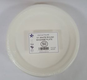 (image for) SDL BAGASSE PLATE ROUN WHI 50S - 10"