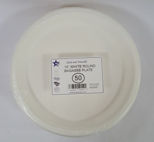 (image for) SDL BAGASSE PLATE ROUN WHI 50S - 10"