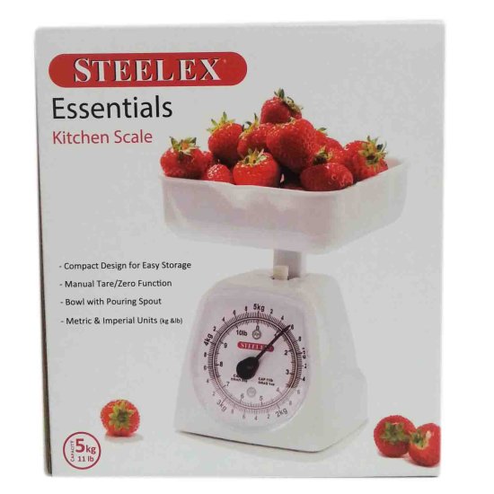 (image for) STEELEX KITCHEN SCALE+BOWL WHI - 5KG