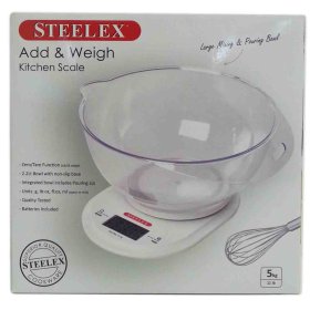 (image for) STEELEX KITCHEN SCALE+BOWL BAT - 5KG