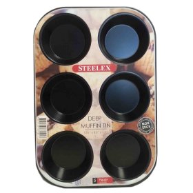 (image for) STEELEX MUFFIN TIN DEEP N/S 6S - 6 CUP