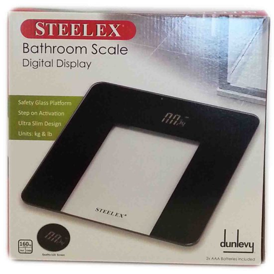 (image for) STEELEX BATHROOM SCALE GLA BLK - 160KG1