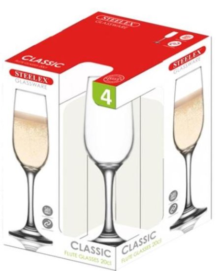 (image for) STEELEX CHAMPAGNE GLASS SET4 - 20CL