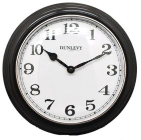 (image for) DUNLEVY WALL CLOCK DEEP BLACK - 10"