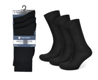 (image for) RJM MENS SOCKS PLAIN BLACK 3PK - (6-11)
