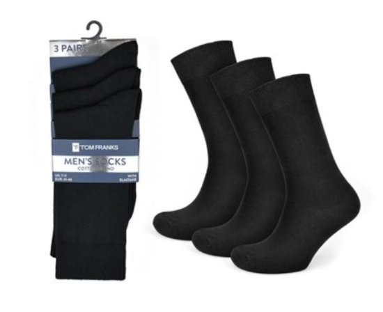 (image for) RJM MENS SOCKS PLAIN BLACK 3PK - 6-11