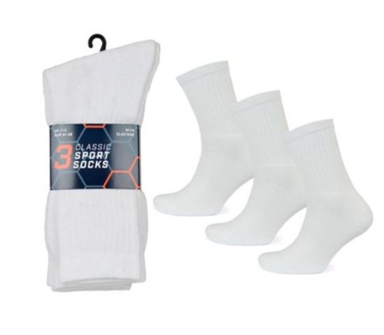 (image for) RJM MENS SOCKS SPORT WHITE 3PK - 6-11