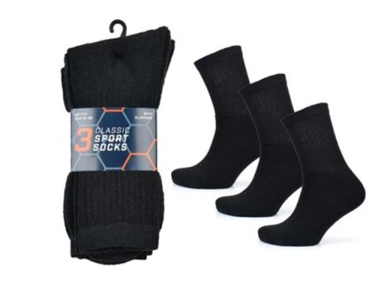 (image for) RJM MENS SOCKS SPORT BLACK 3PK - 6-11