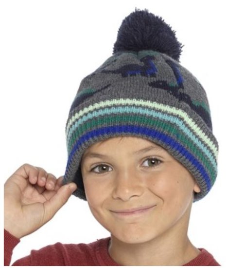 (image for) RJM BOYS HAT DINO PRINT BOBBLE - ONESIZ