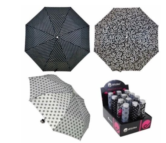 (image for) RJM UMBRELLA S/MINI BLK/WHITE - S/MINI