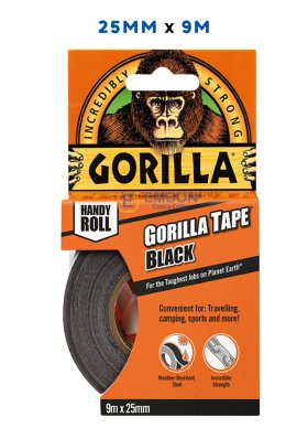 (image for) GORILLA TAPE BLACK HANDY ROLL 9MX25MM