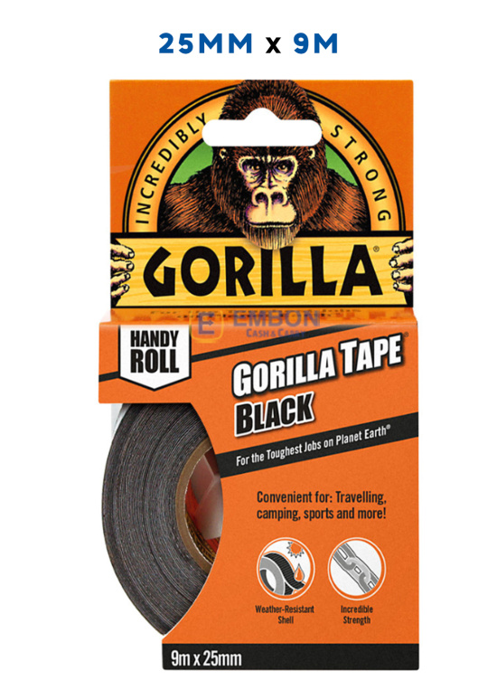 (image for) GORILLA TAPE BLACK HANDY ROLL 9MX25MM