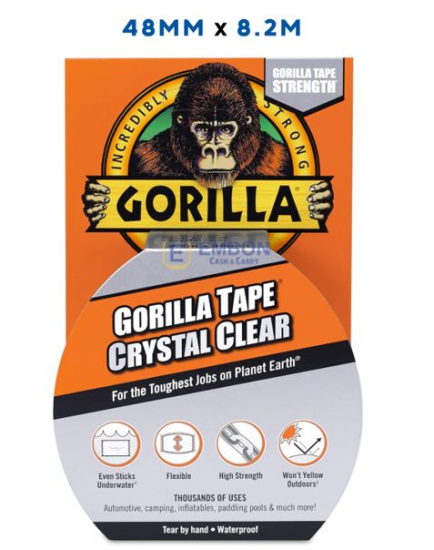 (image for) GORILLA TAPE CRYSTAL CLEAR WATERPROOF - 48MMX8.2M