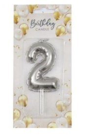 (image for) SIL B/DAY CANDLE BALLON SILV 2 - 6CM